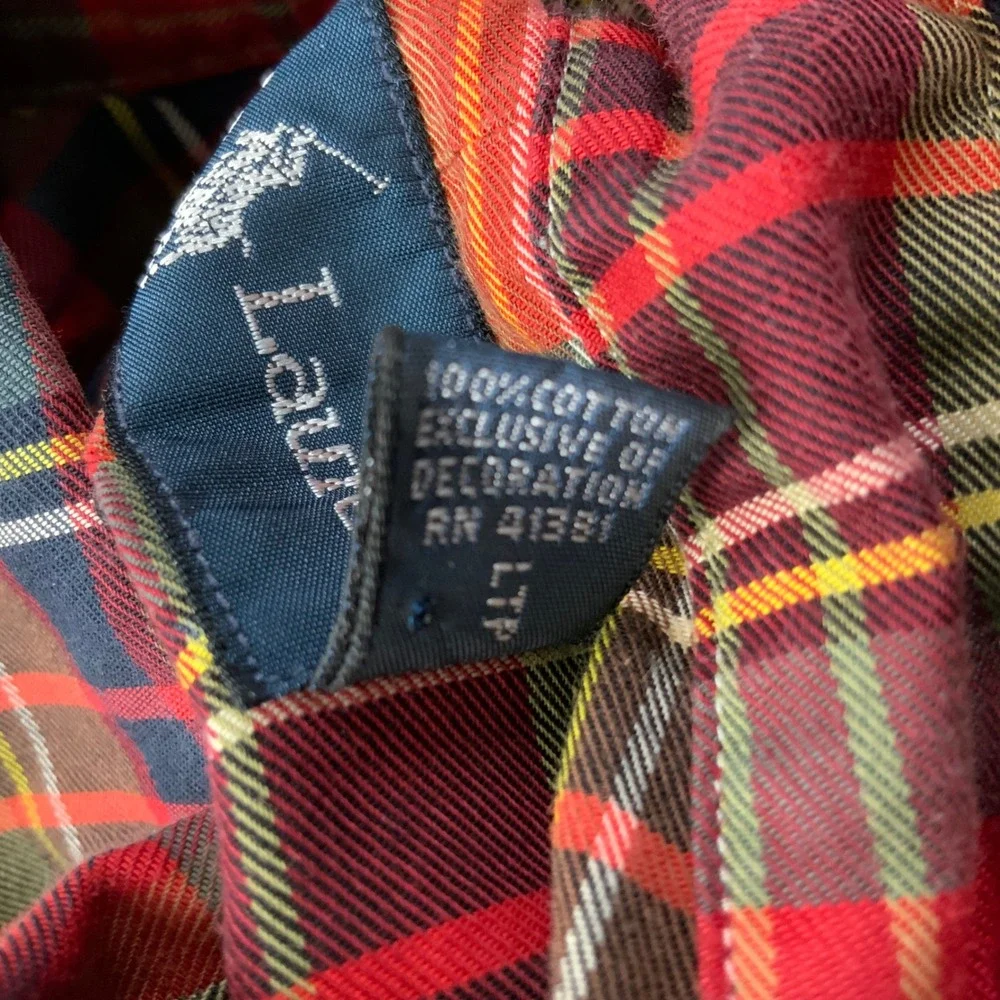 Polo Ralph Lauren Mens Classic Fit Red Tartan Plaid Button Down Shirt Large